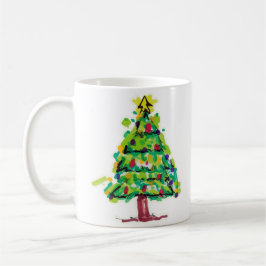 Caneca De Café Ilustração Colorida de Árvore de Natal
