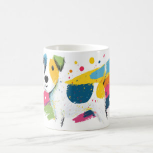 Caneca De Café Ilustração Colorida de Cachorro com Estilo Pop Art