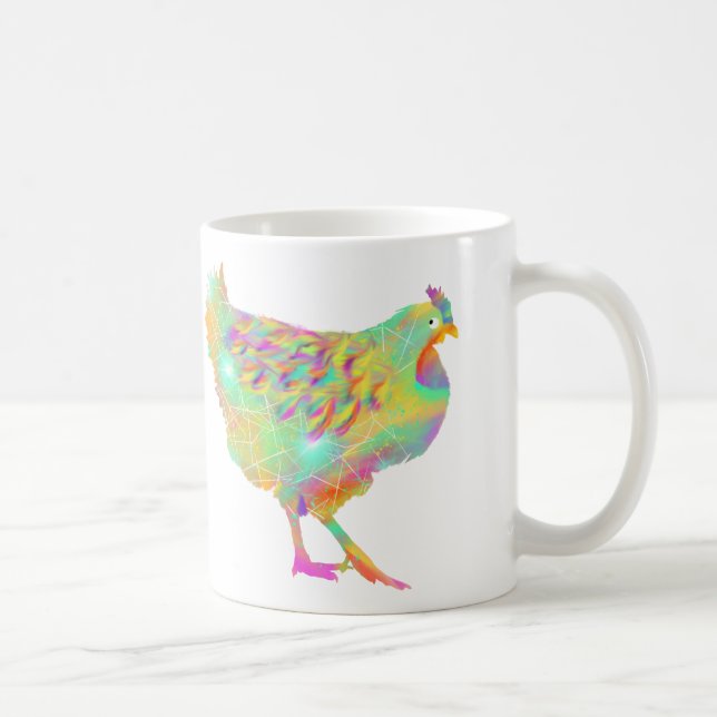 Caneca De Café Ilustração colorida de frango fofo (Direita)