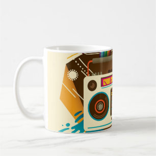 Caneca De Café Ilustração colorida de rádio Abstrato Vintage