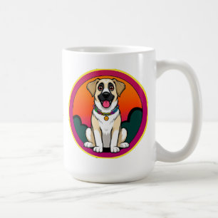 Caneca De Café Ilustração Colorida de um Cachorro Sorridente
