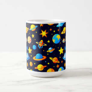 Caneca De Café Ilustração Colorida do Tema Espacial Com Planetas