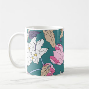 Caneca De Café ilustração com design de flor,arte,padrão,parte de