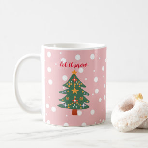 Caneca De Café Ilustração da Árvore de Natal Deixe-a nevar