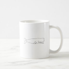 Caneca De Café Ilustração da baleia de esperma (linha arte)