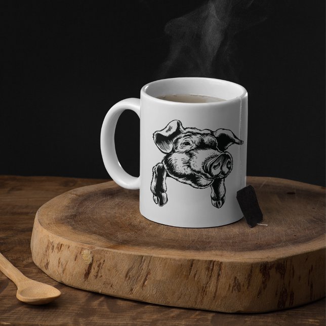 Caneca De Café Ilustração da Cabeça de Suíno Coffee Mug (Criador carregado)