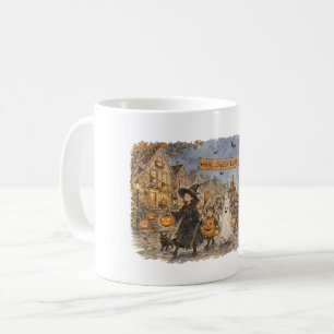 Caneca De Café Ilustração da Cena Noturna do Desfile de Halloween