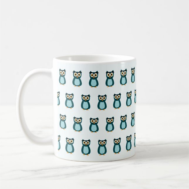 Caneca De Café Ilustração da Coruja Azul (Esquerda)