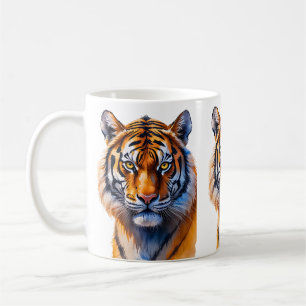 Caneca De Café Ilustração da face Tiger - Impressão de arte da vi