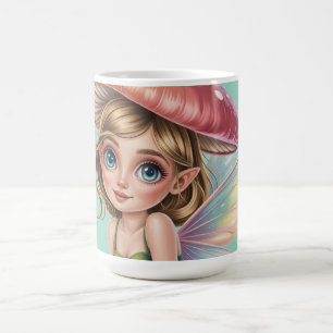 Caneca De Café Ilustração da Fada da Floresta com Chapéu de Cogum