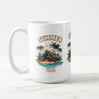 Caneca De Café Ilustração da Ilha Tropical de Summer Vibe