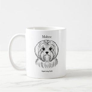 Caneca De Café Ilustração da Linha Preta do Retrato Maltês