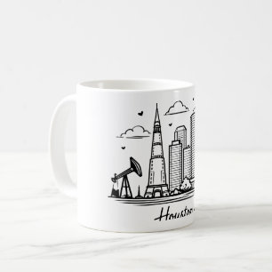 Caneca De Café Ilustração da linha preta Houston