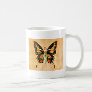 Caneca De Café Ilustração da Mulher Voadora Flapper Butterfly