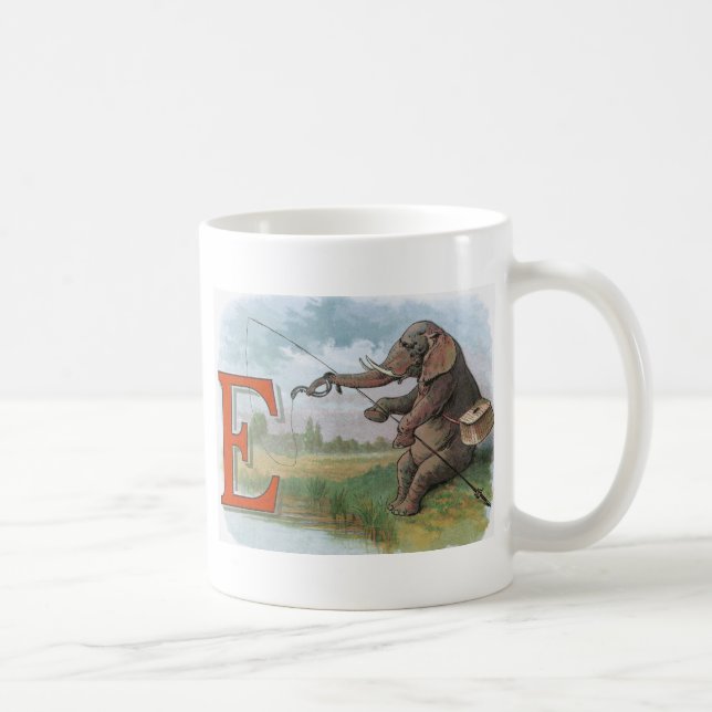 Caneca De Café Ilustração da pesca de pescadores de elefantes (Direita)