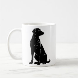 Caneca De Café Ilustração da silhueta do labrador preto 