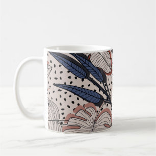 Caneca De Café Ilustração da Vintagem de Tecidos Botânicos Tropic
