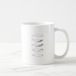 Caneca De Café Ilustração das baleias (linha arte)
