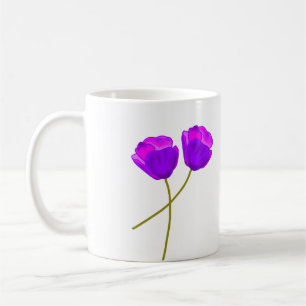 Caneca De Café Ilustração das Flores de Lilac Roxo