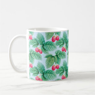 Caneca De Café Ilustração das framboesas em aquarelas. Sem cost
