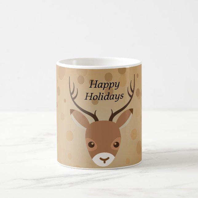 Caneca De Café ilustração das renas sobre fundo castanho (Centro)