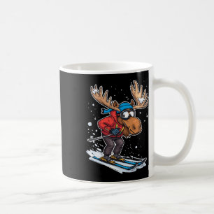Caneca De Café Ilustração de Alce de Desenho Animado Esquando de