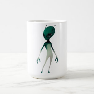 Caneca De Café Ilustração de Alien Verde Legal - Personagem de Fi