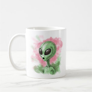 Caneca De Café Ilustração de Alienígena Clássica