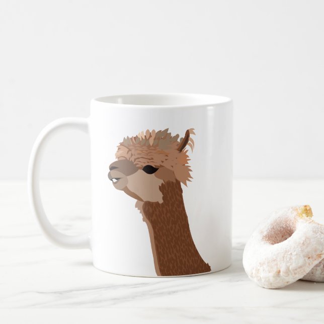 Caneca De Café Ilustração de Alpaca Fofa (Com Donut)