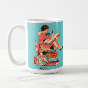 Caneca De Café Ilustração de Amante de Livros Antigos Lendo
