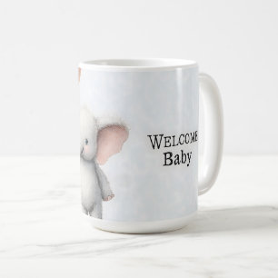 Caneca De Café Ilustração de Aquarela Cuta de um Elefante Bebê