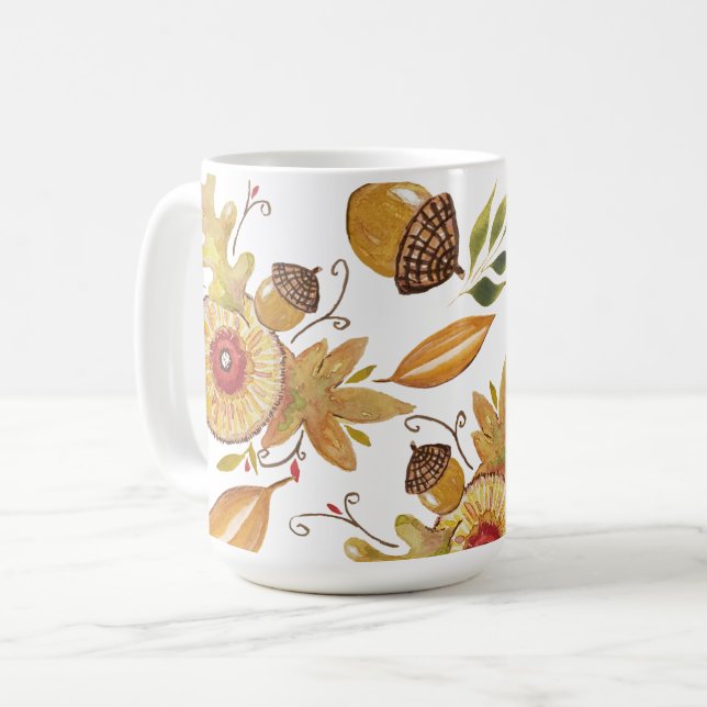 Caneca De Café Ilustração de Aquarela de Alcance Laranja (Frente Esquerda)