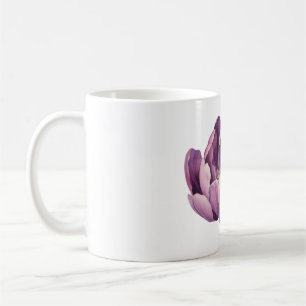 Caneca De Café Ilustração de Aquarela de Tulipas Roxas