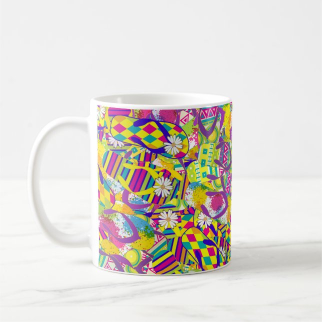 Caneca De Café Ilustração de Aquarela, Padrão de Inundação de Sac (Esquerda)