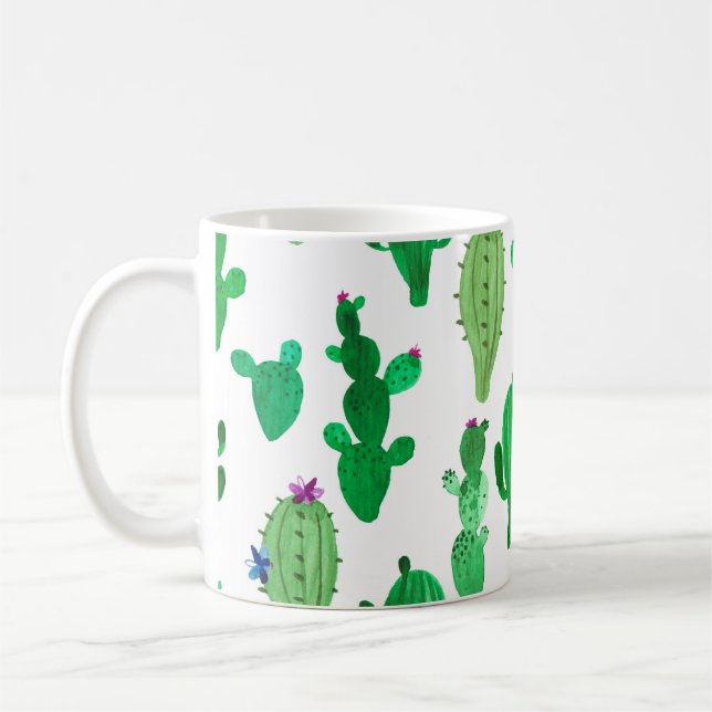 Caneca De Café Ilustração de aquarelas do cacto do deserto de tin (Esquerda)