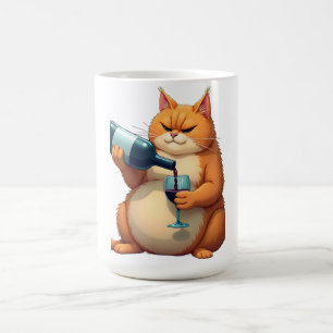 Caneca De Café Ilustração de Arte Moderna do Gato Bêbado de Luxo