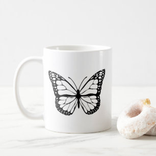 Caneca De Café Ilustração de Borboleta Desenho de Animais e Nat