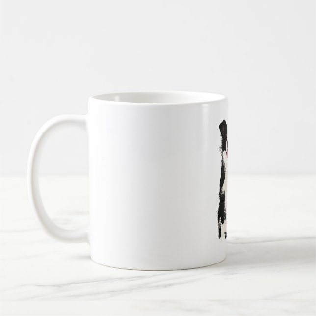 Caneca De Café Ilustração de Borda Collie! (Esquerda)