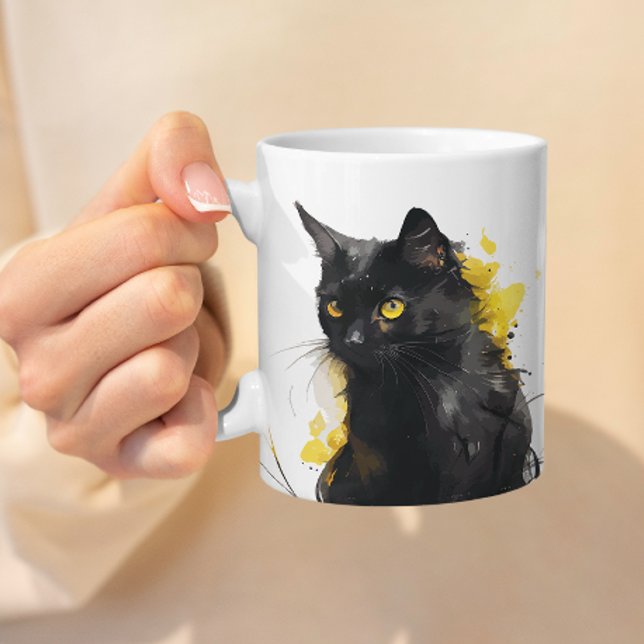 Caneca De Café Ilustração de Cabeça de Gato de Narração Negra (Criador carregado)