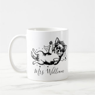 Caneca De Café Ilustração de cachorro Chihuahua, nome personaliza