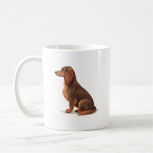 Caneca De Café Ilustração de cachorro Dachshund de pelo longo vin