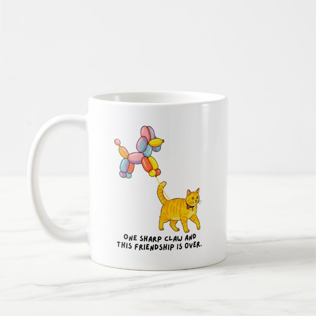Caneca De Café Ilustração de Cachorro e Gato Balão (Esquerda)