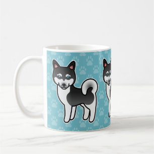 Caneca De Café Ilustração De Cachorro Klee Kai, Branco E Preto