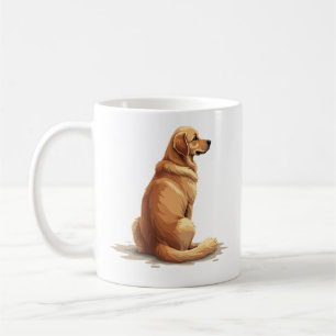 Caneca De Café Ilustração de Cão Amante de Retriever Dourado Vint