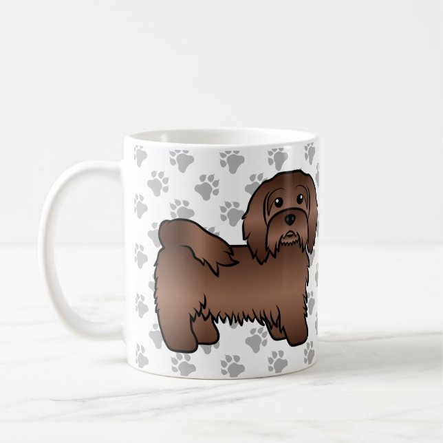 Caneca De Café Ilustração de Cão de Cartoon de Chocolate Havanês (Esquerda)