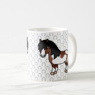 Caneca De Café Ilustração de Cartoon Brown Pinto Shetland Pony