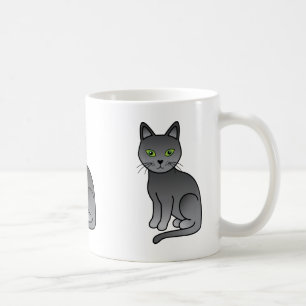 Caneca De Café Ilustração de Cartoon de Gatos Azuis Russos
