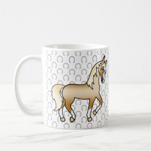 Caneca De Café Ilustração de Cartoon Trotting Horse Palomino Cute