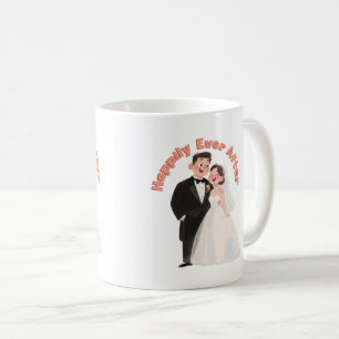 Caneca De Café Ilustração de Casal de Noivos Felizes para Sempre