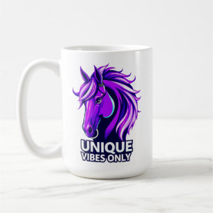 Caneca De Café Ilustração de Cavalo Roxo Vibrante